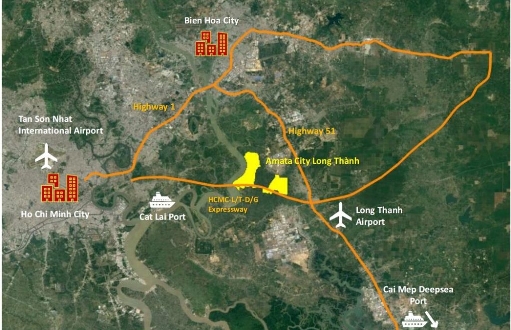 Vị trí Amata Long Thành cách sân bay Long Thành 10km